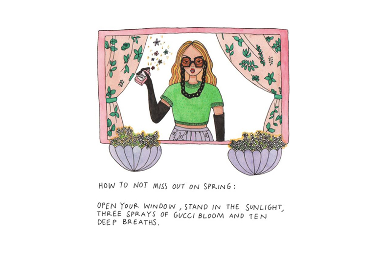 Ilustración de Emma Allegretti para Gucci Beauty.