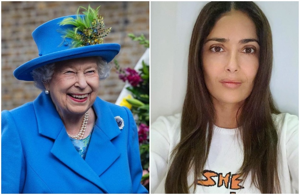 Salma Hayek es más rica ¡que la Reina Isabel! (Foto: Instagram @salmahayek/theroyalfamily)