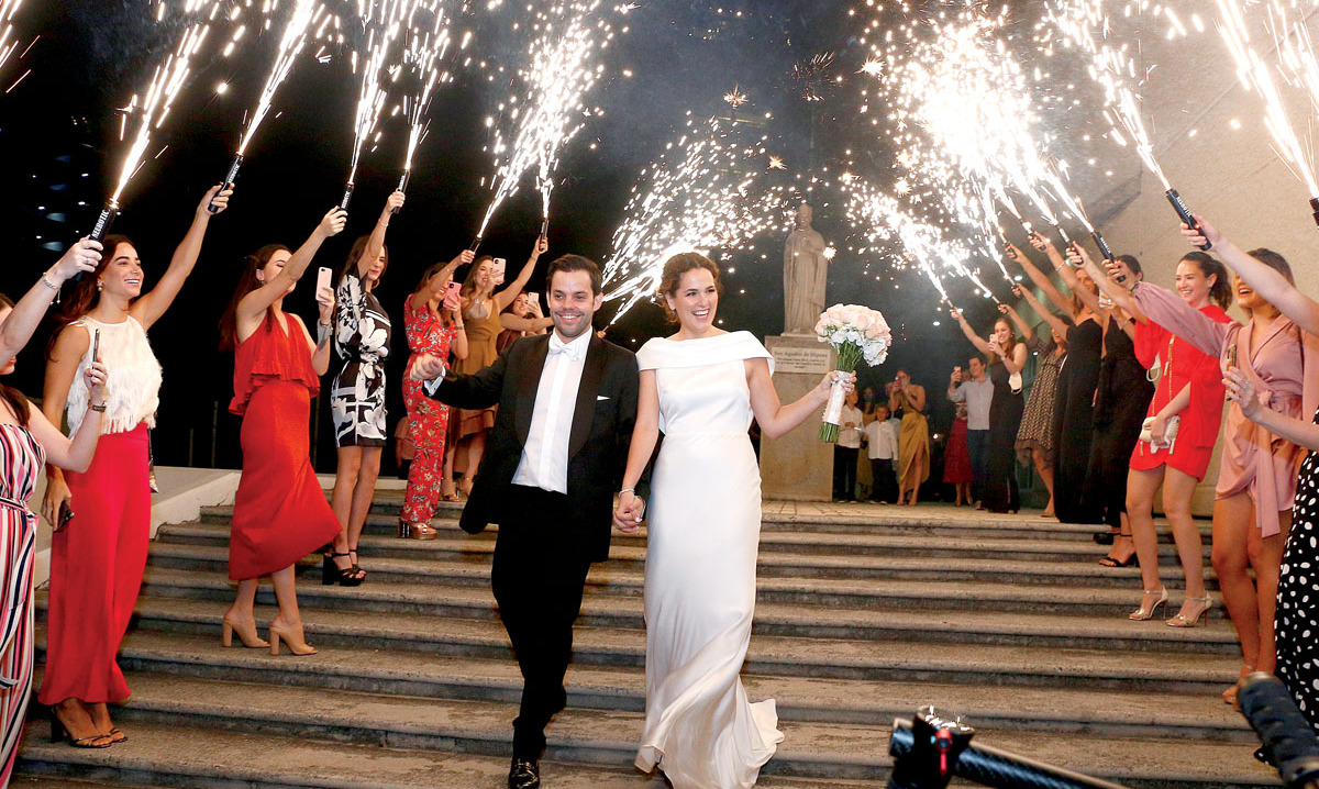 La pareja al salir de misa / Foto: Daniel Saldívar