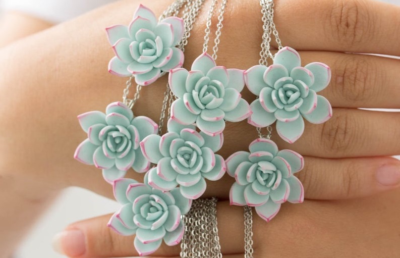 Collares colgantes de suculentas