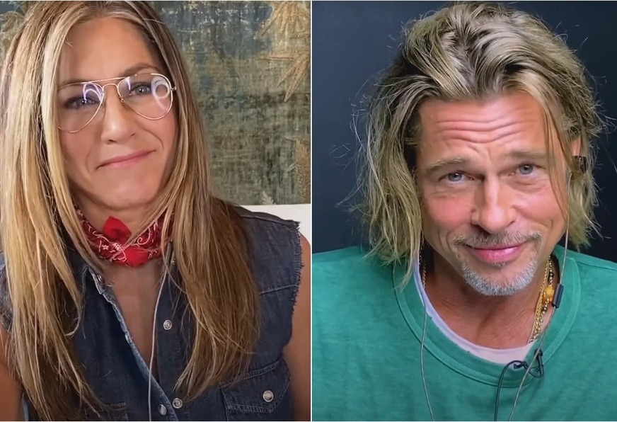 Jennifer Aniston y Brad Pitt reúnen con todo y coqueteo y escena hot (Foto: Youtube)