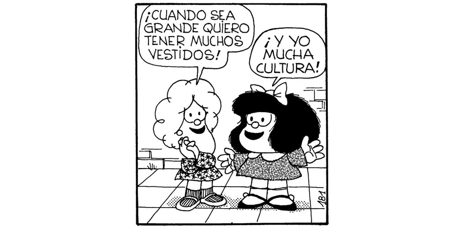 Mafalda odia la sopa y siempre contradicea los adultos