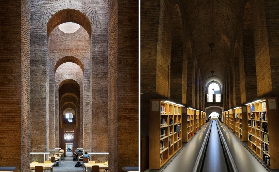 Un antiguo depósito de agua rehabilitado es ahora la biblioteca de la UPF en Barcelona. (Imagen: Instagram).