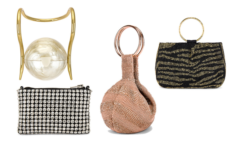 Dale a tu look el twist destellante con bolsos de diseño único y original. Cult Gaia 8,345 MXN,  Alexander Wang 10,379 MXN, From St Xavier 2,096 MXN,