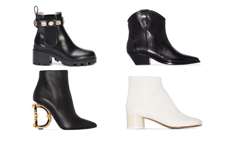 Botines: Gucci 18, 620 MXN, Isabel Marant 11,445 MXN, Dolce & Gabbana 35,000 y Maison Margiela 12,700 MXN