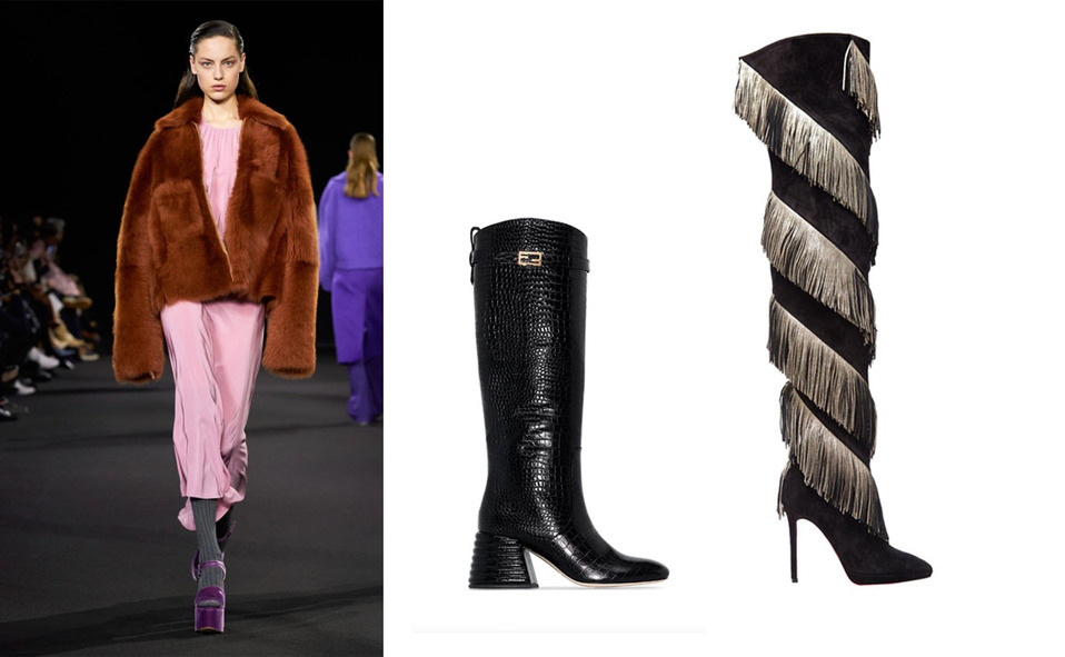 El fur nunca pasará de moda y es un esencial de temporada. Pasarela Rochas. Botas: Christian Louboutin y Fendi