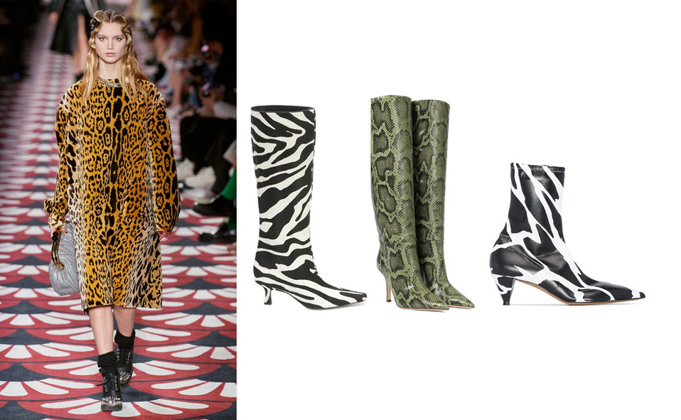¡Todo gira sobre los animal prints! Pasarela Miu Miu. Botas: Magda Butrym , Paris Texas y Alexandre Vauthier