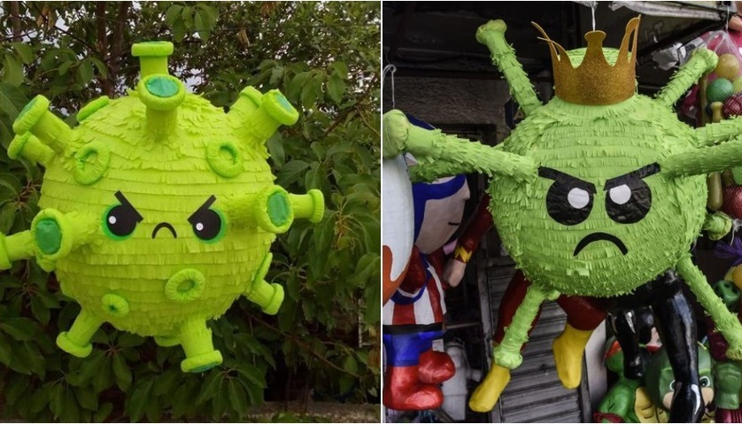 El protagonista de este año fue el covid-19, y se encuentra disponible en piñata para finalmente vencerlo