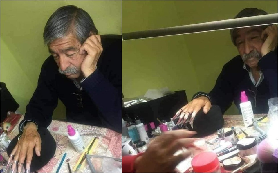 Papá se dejó poner uñas postizas para el examen final de su hija (Foto: Facebook)