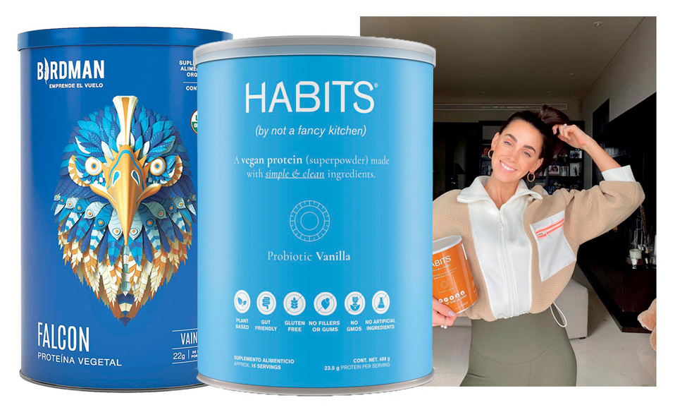Birdman y Habits Vegan Protein by Not A Fancy Kitchen. Es una fuente natural de calcio y hierro y está hecha sin azúcar añadida.