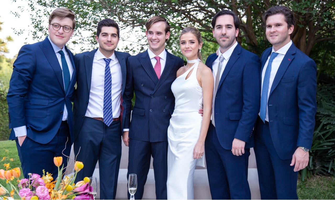 Armando Garza, Hugo Martínez, los novios, Rorro Salinas y Ricardo Coronado / Foto: René Urdiales