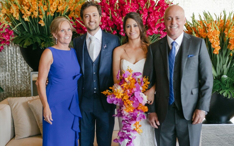 Familia de la novia. Florence Boswell, los novios y Daniel Aliod / Foto: Meraki Weddings
