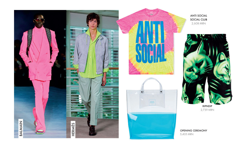 Para llevar la tendencia aplicada en un escenario funcional, es necesario utilizar piezas básicas como t-shirts, sneakers o blazers en colores neón.