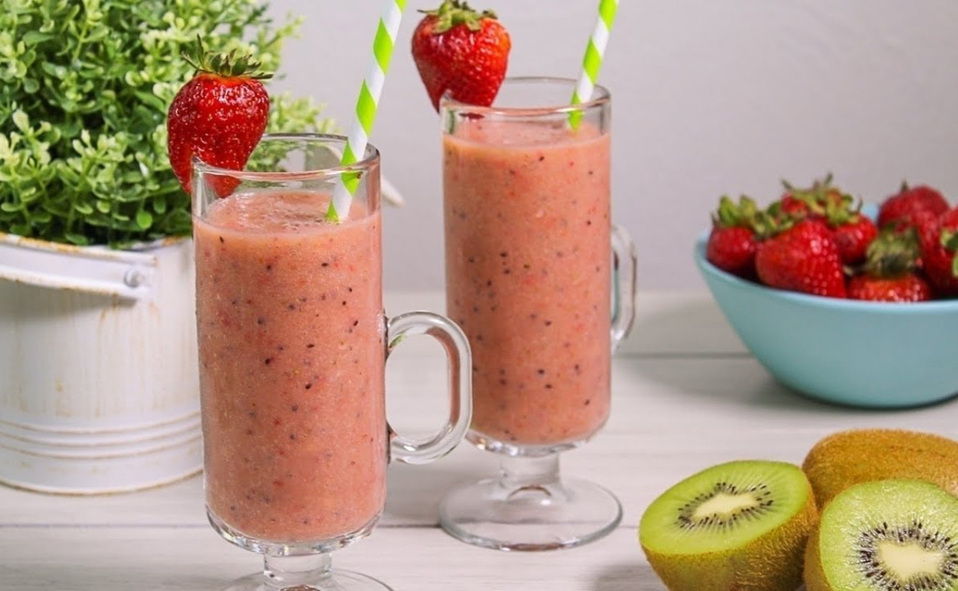 Smoothie de fresa y menta