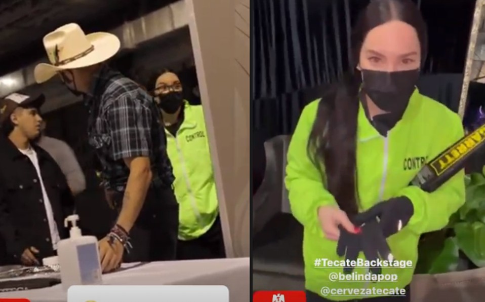 Belinda hace broma a integrantes de Kiny en Pal Norte. Foto: Especial