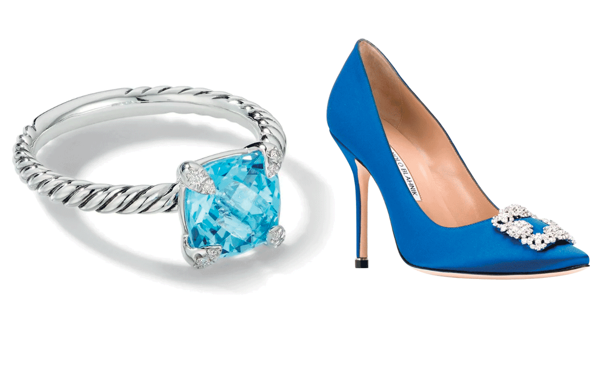 Anillo David Yurman 13,821 MXN, Zapatos Manolo Blahnik 26,698 MXN