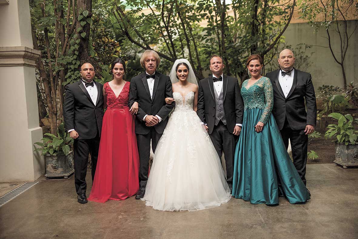 Omar Rizk, Catalina Rizk, Alfonso Rizk Abugaber, los novios, María Isabel Rodríguez y Daniel Rodríguez / Fotos: Karen Mata