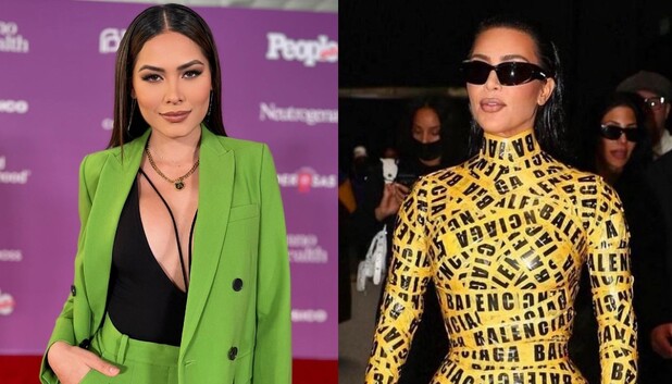 Andrea Meza copia el look de Kim Kardashian en la pasarela de Balenciaga.