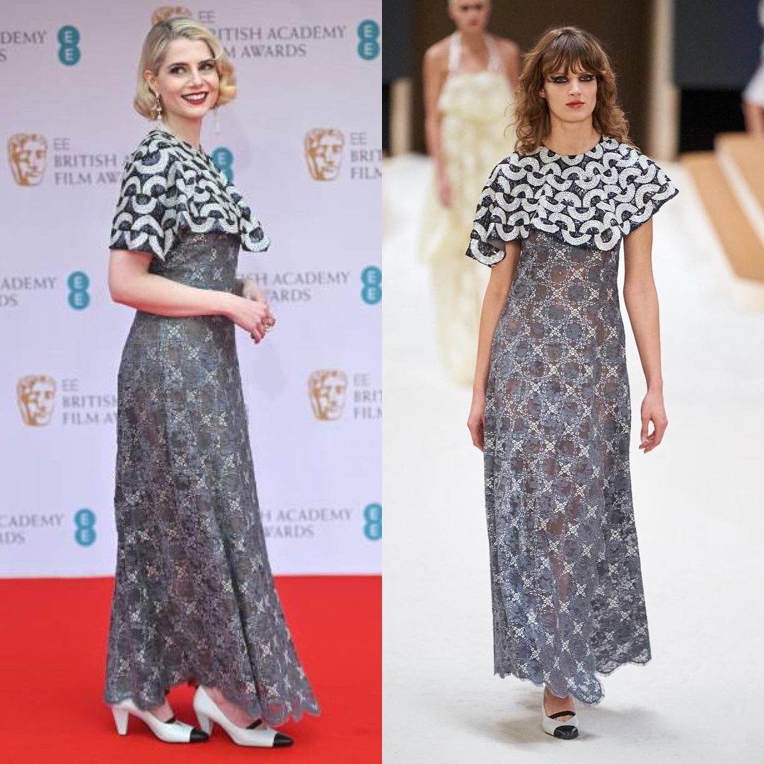 Lucy Boynton en un vestido Chanel de la temporada Primavera/Verano 2022