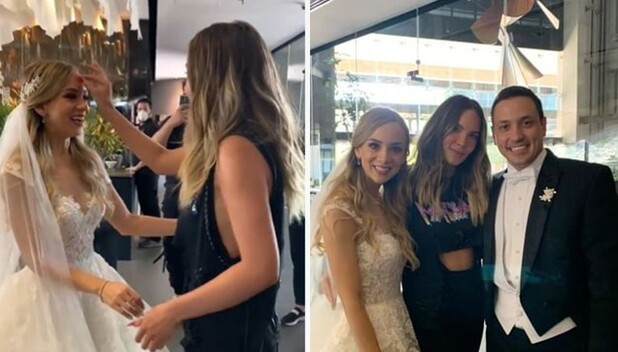 Belinda da bendición a pareja de novios previo al Machaca Fest.