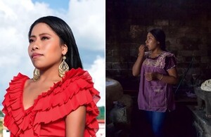 Yalitza Aparicio aprende a cocinar tlayudas en Oaxaca.