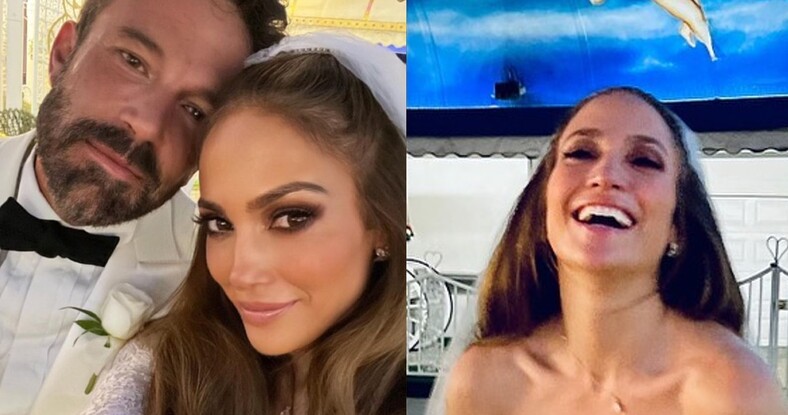 Jennifer Lopez y Ben Affleck: Así fueron los vestidos de novia que usó en su boda.