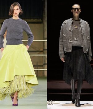 Las faldas midi destacaron en pasarelas como Versace, Bottega Veneta y Burberry