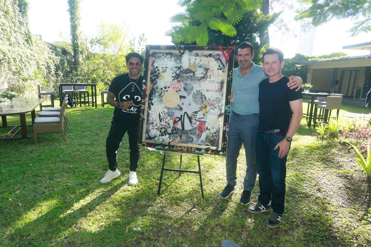Josué Cornejo, Luis Figo y Francisco González. Fotos: Omar Valdez