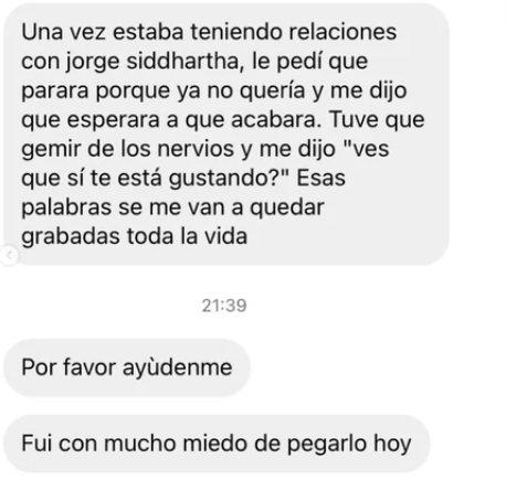 Siddhartha es acusado de supuestamente haber abusado de una mujer (Instagram: @basta.del.abuso.2)