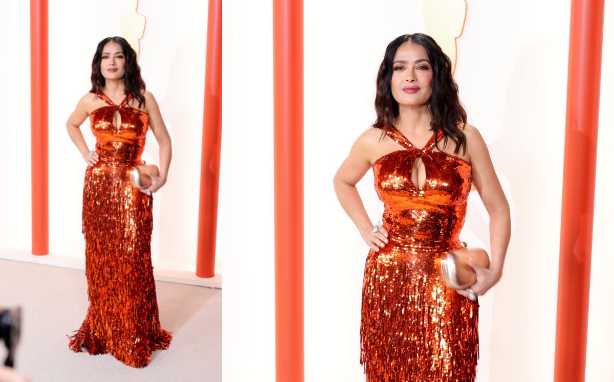 Salma Hayek luce brillante vestido de sirena en los Oscar 2023