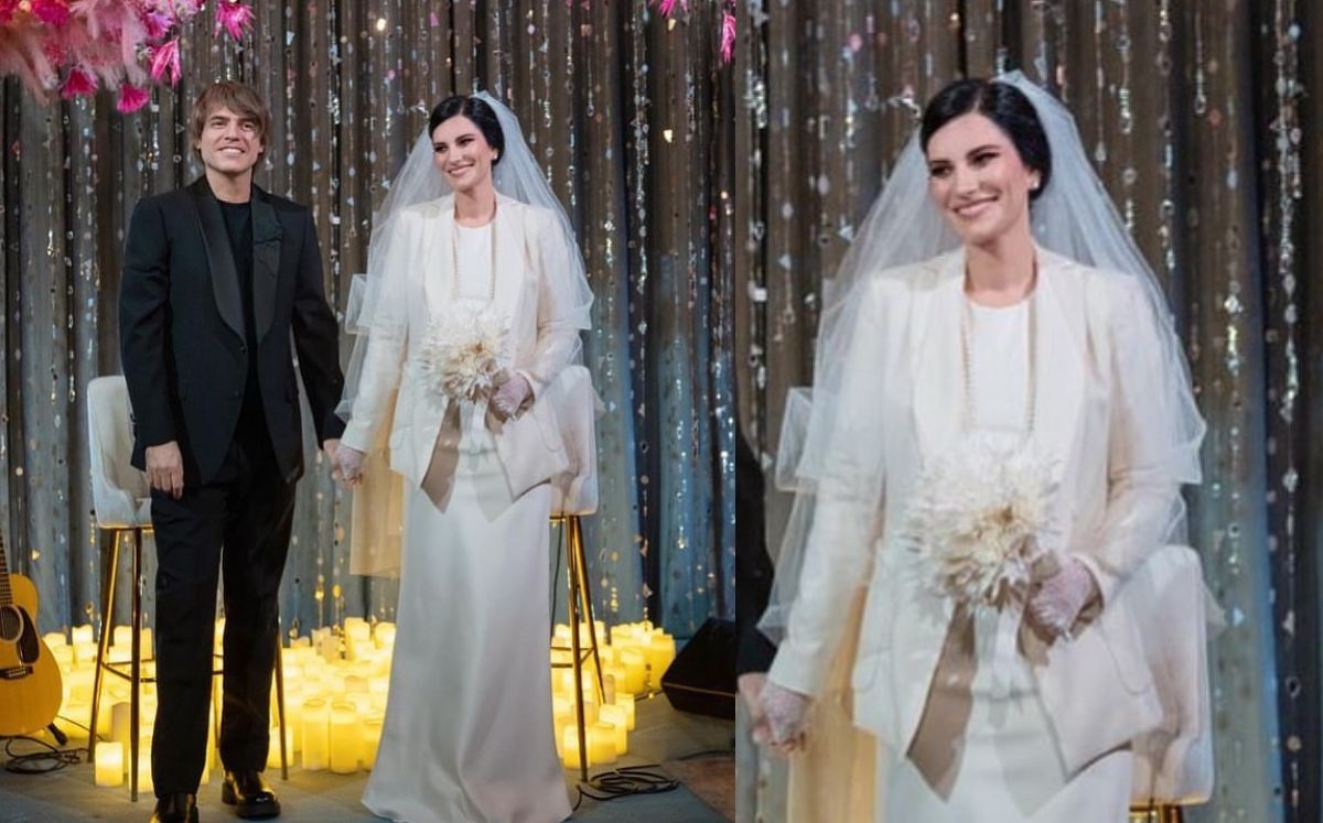 Laura Pausini irradia elegancia en su boda con vestido de novia y blazer