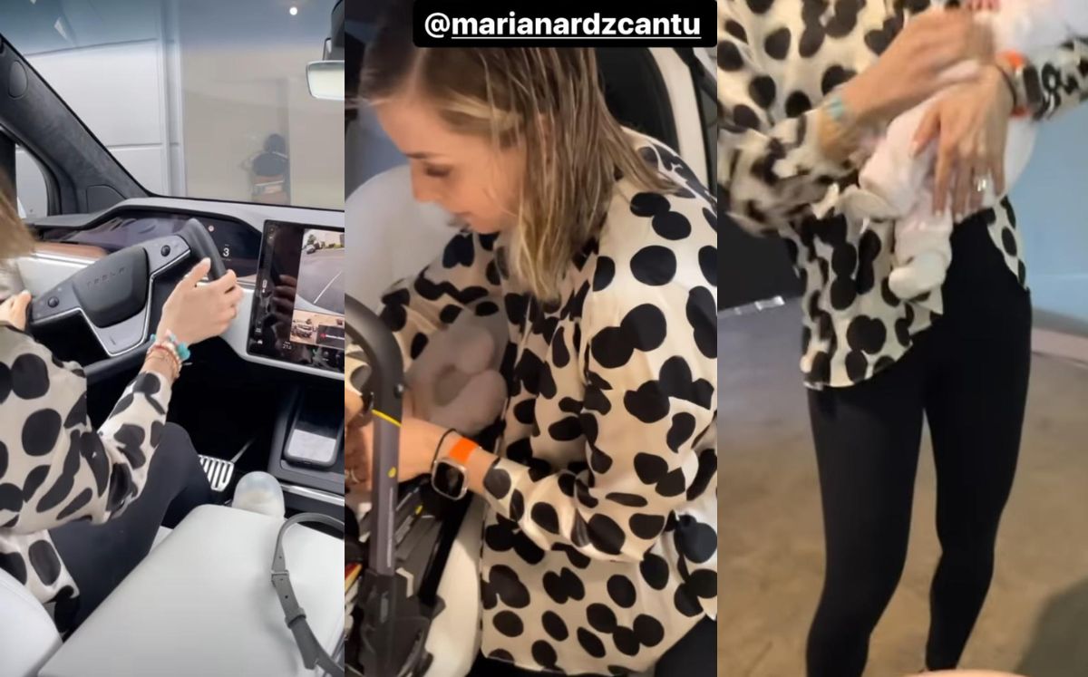 Mariana Rodríguez pasea en su Tesla con blusa de lunares y esto cuesta.