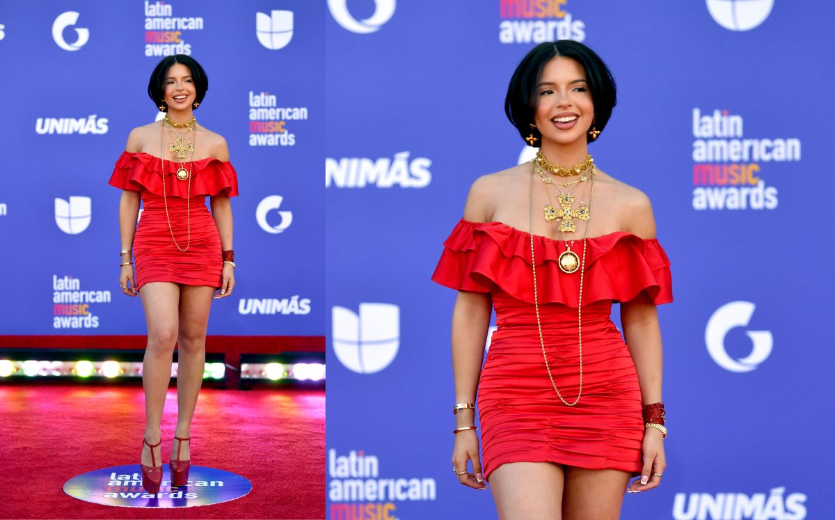 Ángela Aguilar triunfa con mini vestido rojo en los Latin AMAs 2023