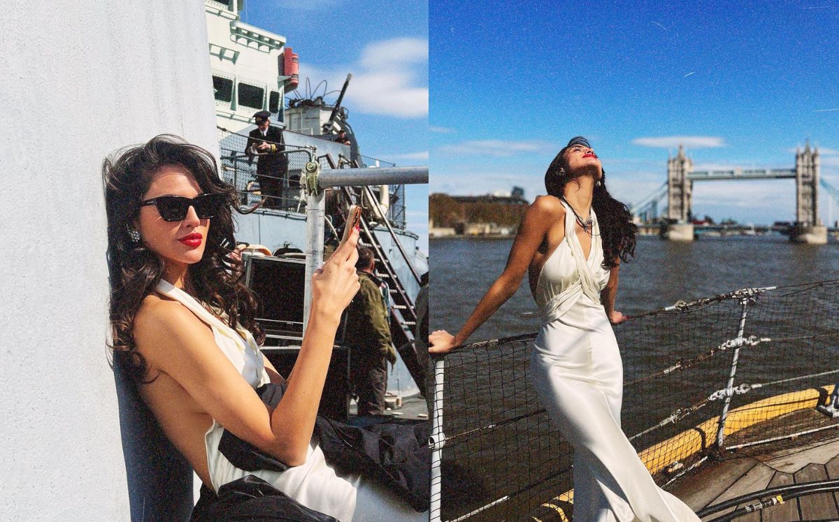 Eiza González luce vestido halter old money en Londres (Instagram)