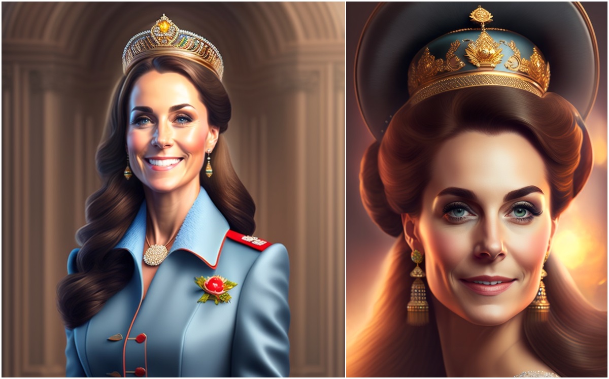 Así se vería Kate Middleton como REINA de Inglaterra, según la IA (Foto: Getty)