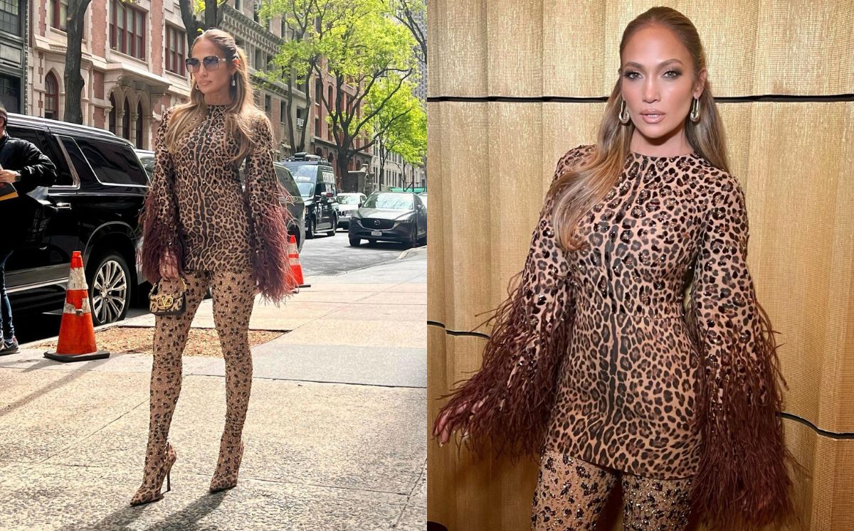 JLo muestra su lado salvaje con minivestido animal print