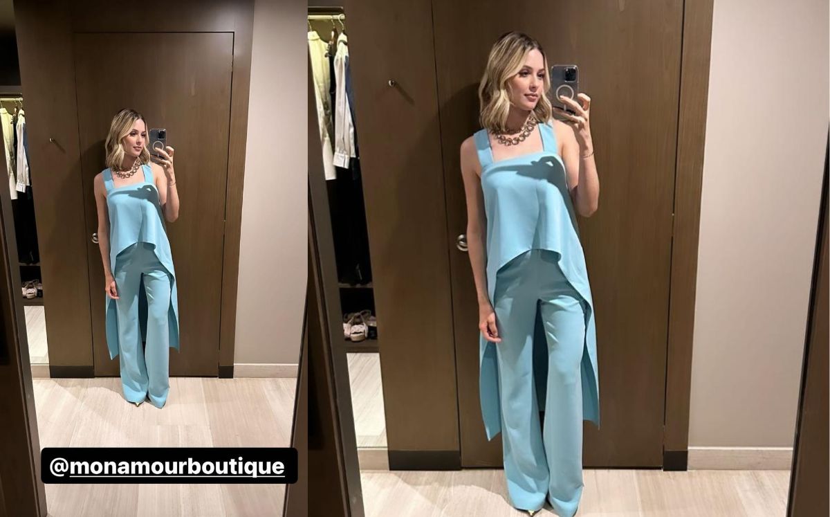 Mariana Rodríguez va de fiesta con pantalón acampanado y top | Foto (Look)