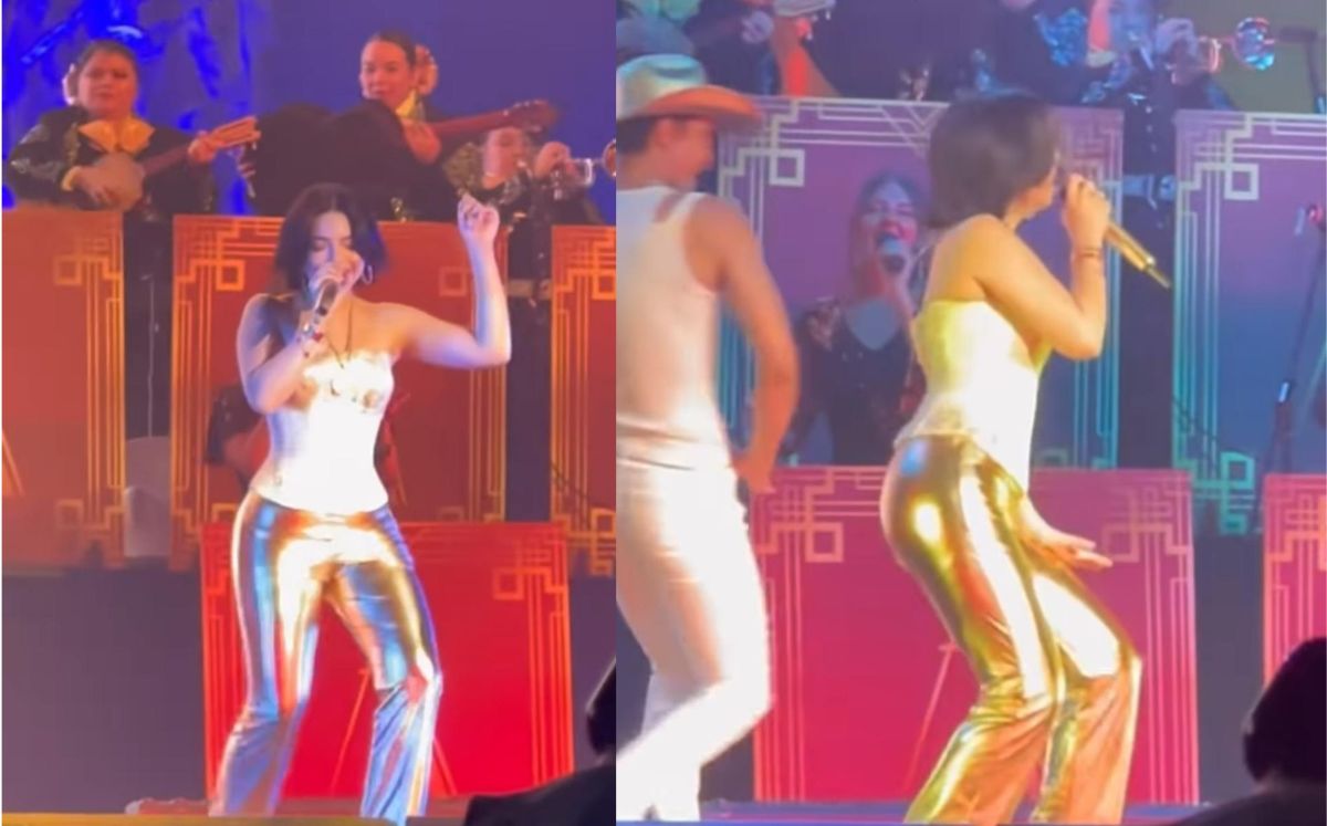 Ángela Aguilar es 'La Chica Dorada' al llevar pantalones metálicos