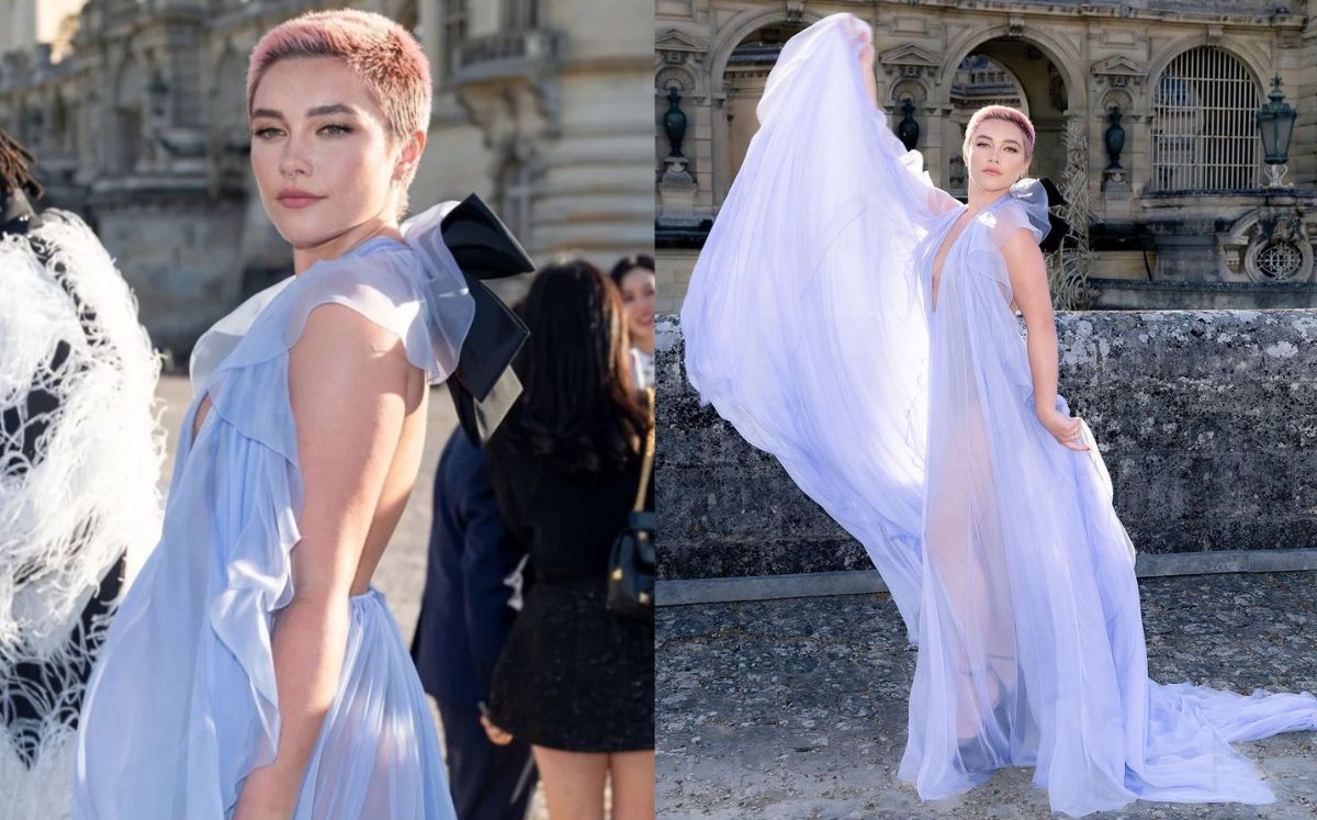 Florence Pugh luce vestido transparente en París (Instagram)