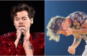 Golpean a Harry Styles con objeto arrojado, ¡en pleno concierto! (Foto: Getty/Twitter)