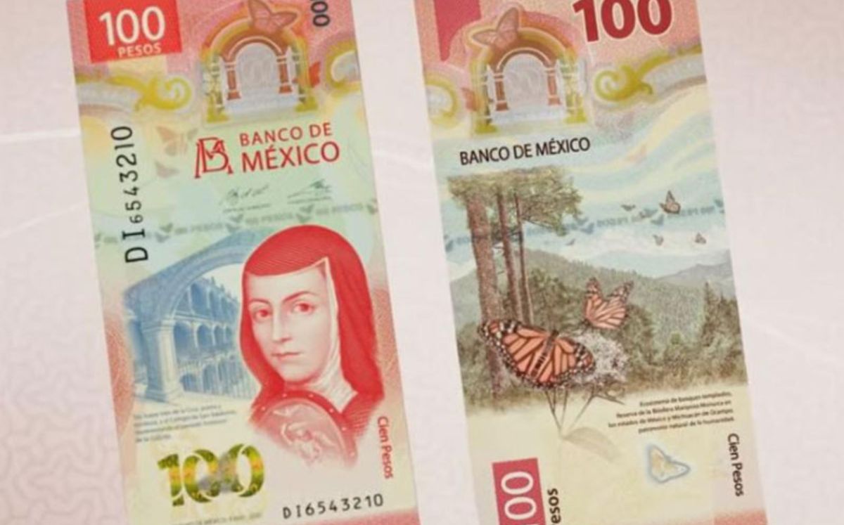 La ilustración del billete de 100 pesos por ambos lados (Cortesía)