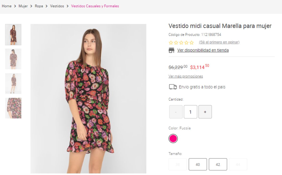 Ejemplo de vestido 3/4 en descuento en Liverpool (Cortesía)
