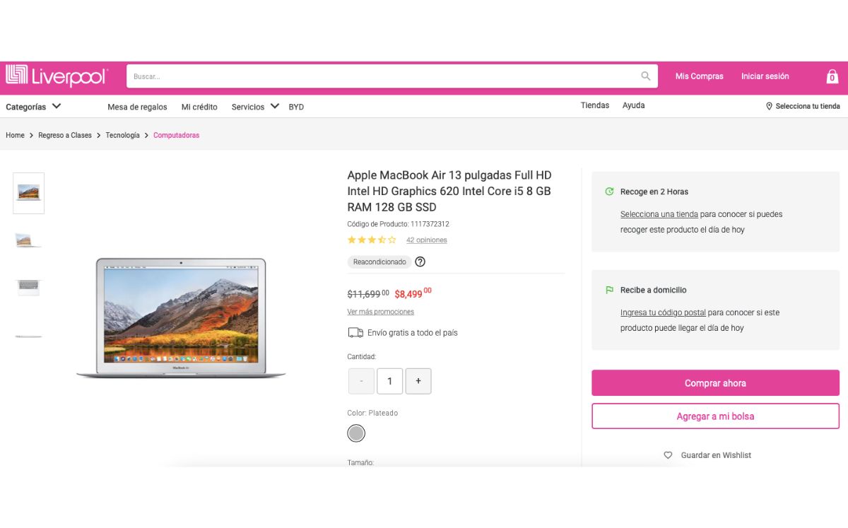 Liverpool remata MacBook air de 13 pulgadas en venta nocturna (Liverpool)