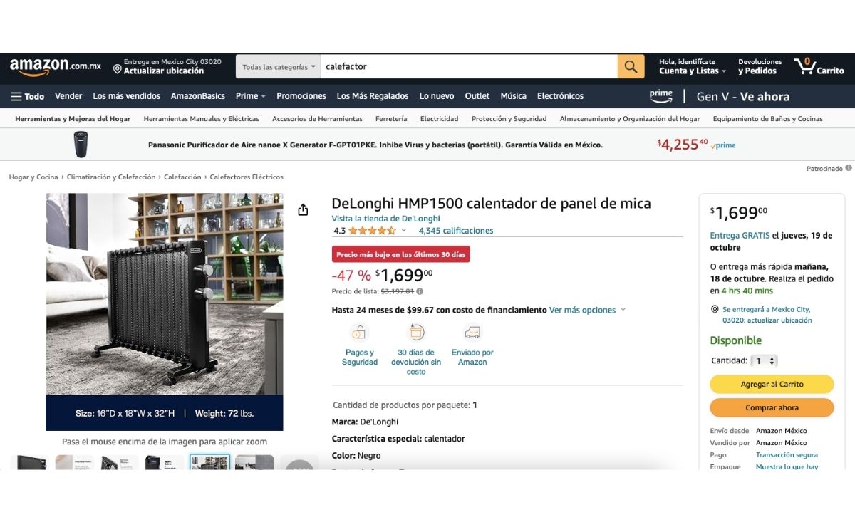 Calentador para el frío a mitad de precio con envío gratis (Amazon)