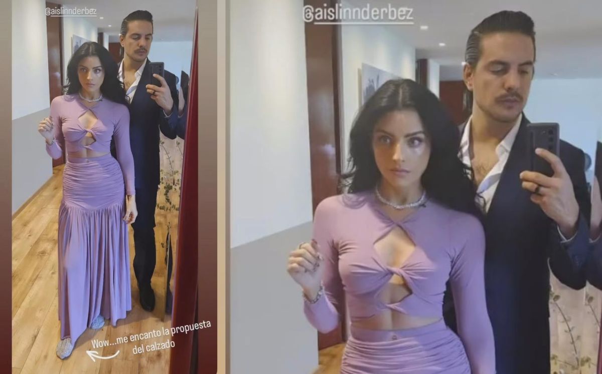 Aislinn Derbez roba cámara con vestido lila en boda de su hermana (Instagram)