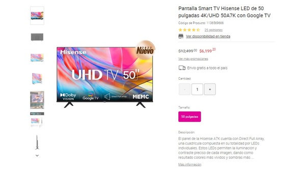 Liverpool rebaja pantalla Hisense 2023 a mitad de precio (Foto: Instagram)