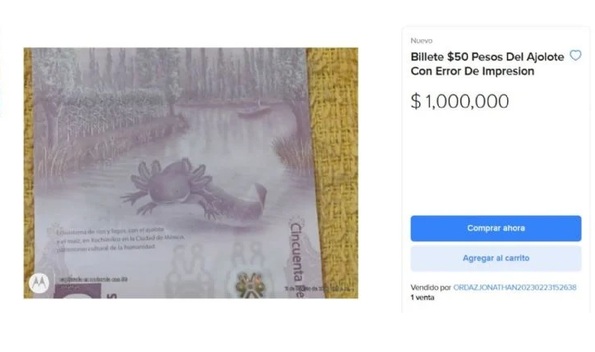 Billete de 50 pesos con el ajolote y error de impresión vale un millón (Foto: Instagram)