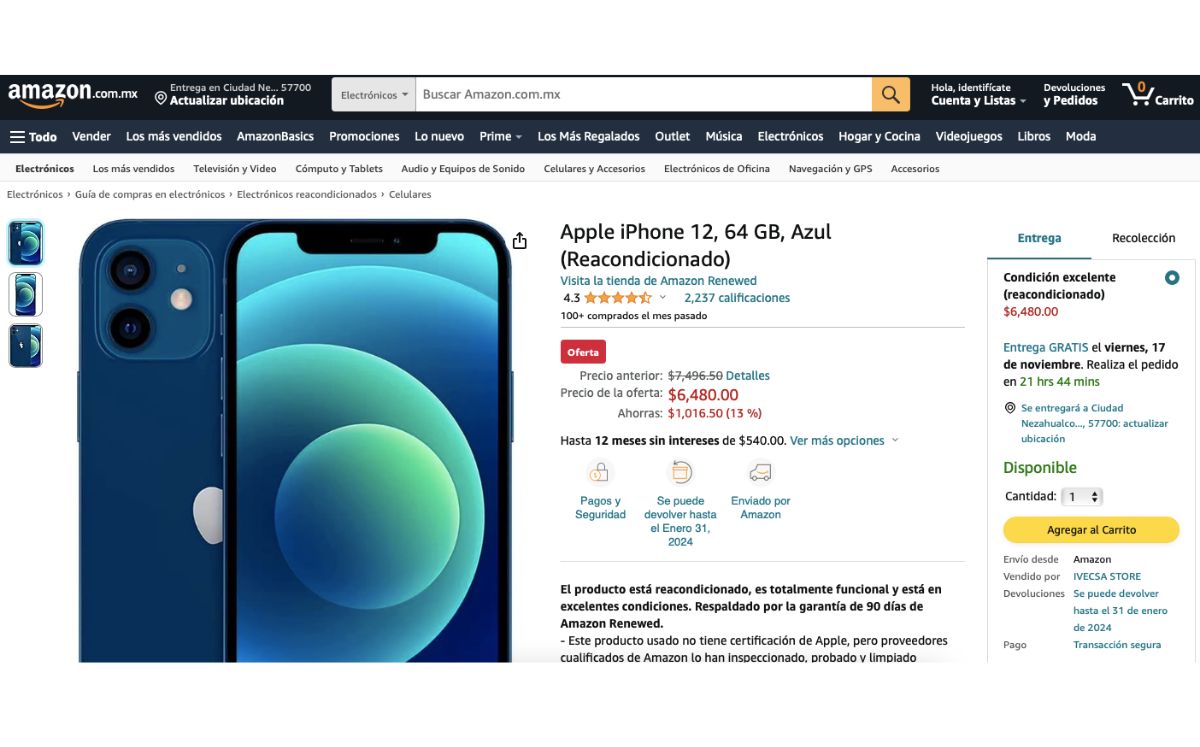 iPhone en menos de 7 mil pesos en Amazon por tiempo limitado (Amazon)