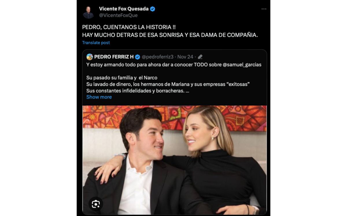 Mariana Rodríguez responde a Vicente Fox por llamarla dama de compañía (X)