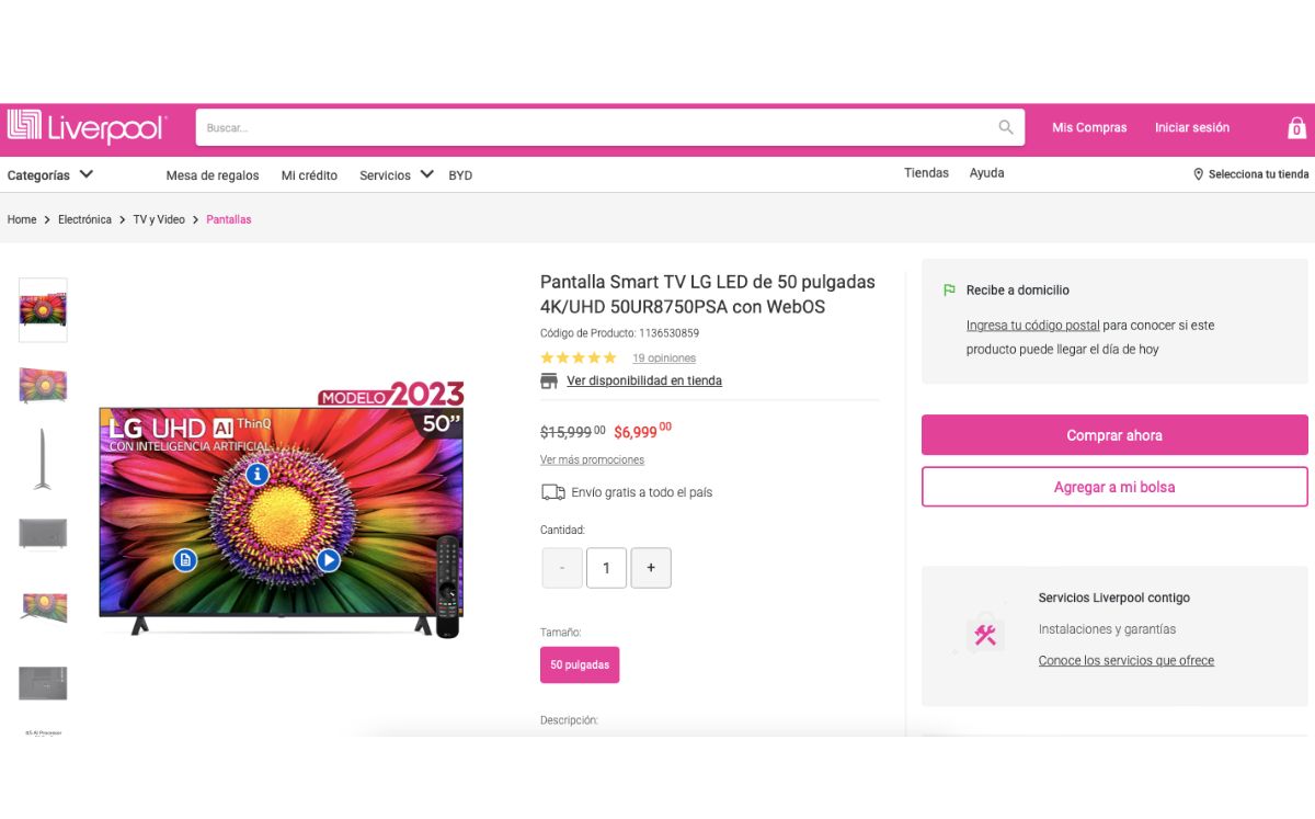 Liverpool remata Smart TV de 50 pulgadas por Cyber Monday (Liverpool)